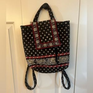 Vera Bradley Black and Red Patterned Backpack